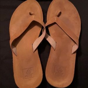 brown, soft, reef sandals.